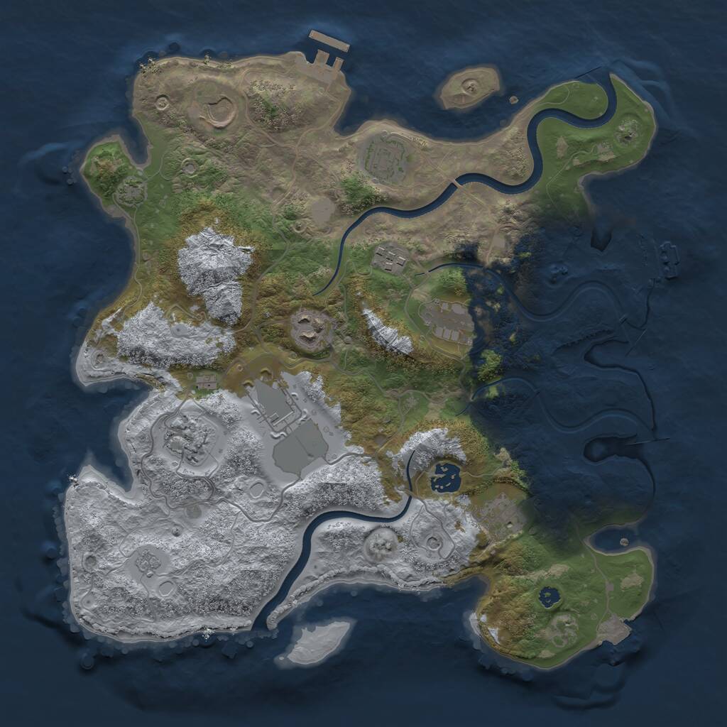 Rust Map: Procedural Map, Size: 3550, Seed: 678513, 15 Monuments