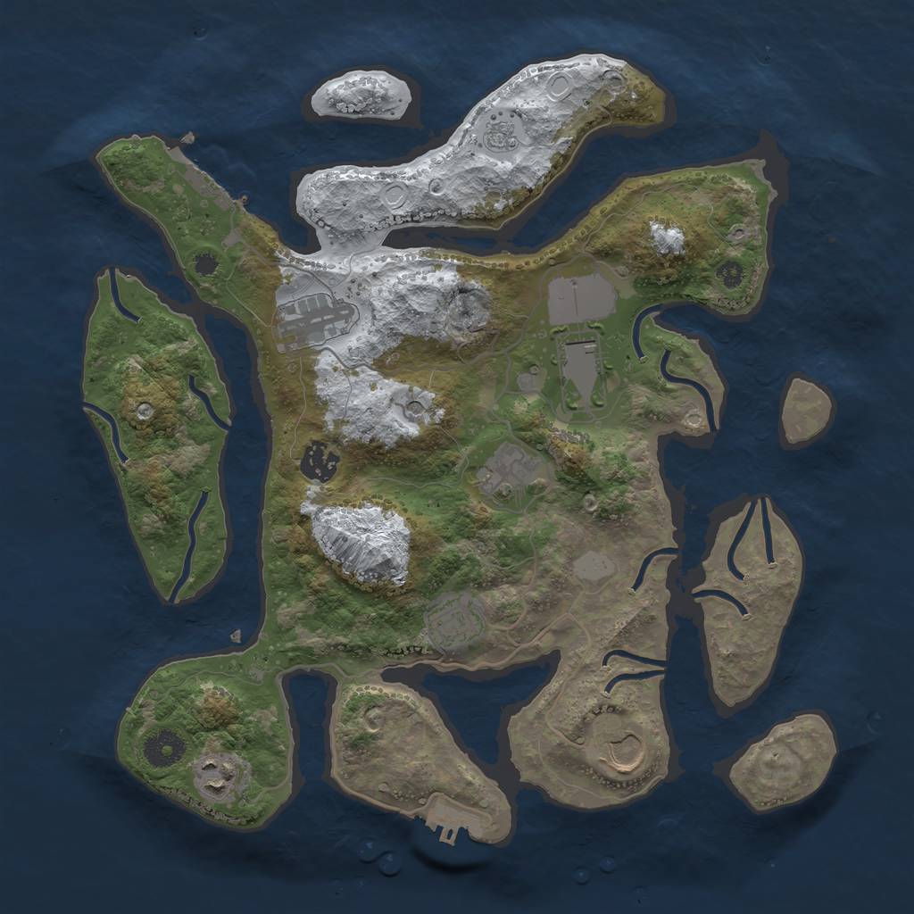 Rust Map: Procedural Map, Size: 3550, Seed: 598243, 16 Monuments