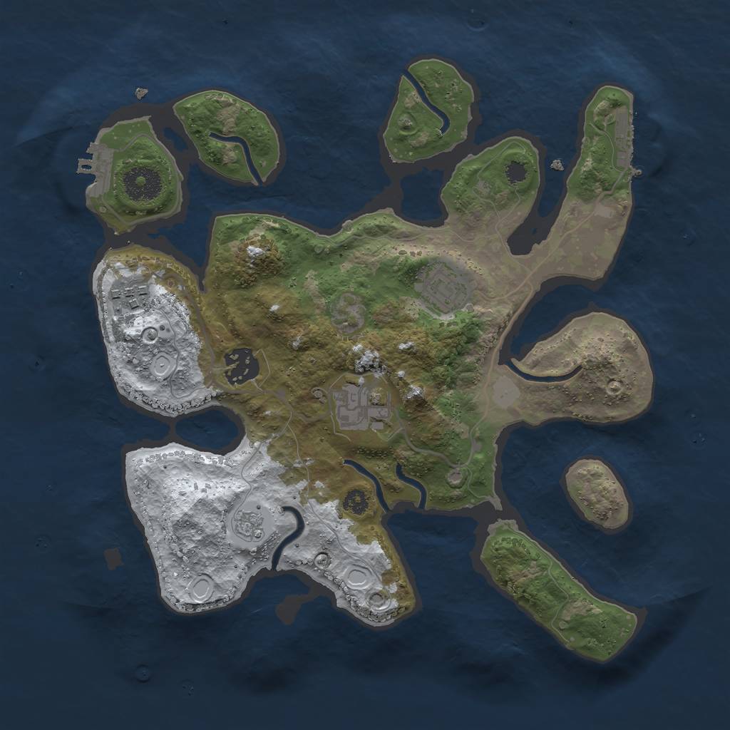 Rust Map: Procedural Map, Size: 3000, Seed: 54321, 12 Monuments