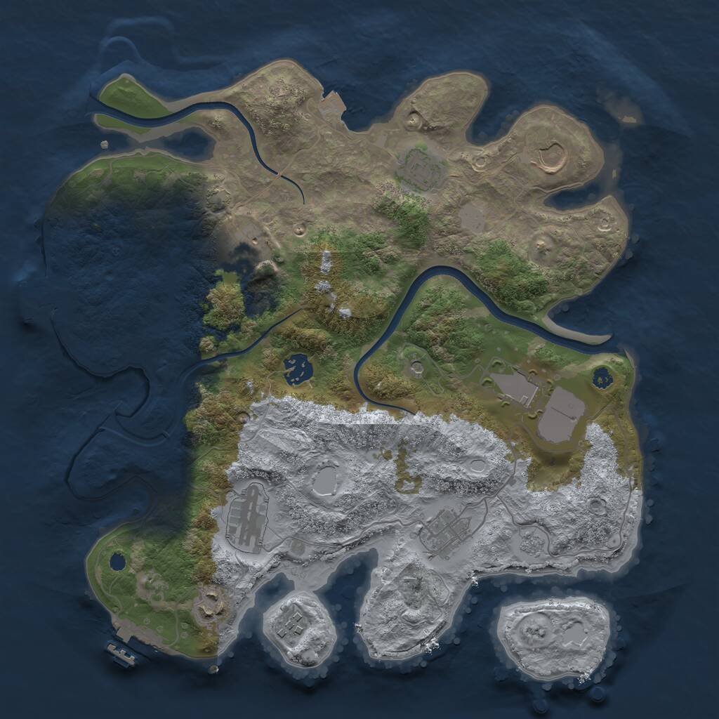 Rust Map: Procedural Map, Size: 3550, Seed: 384380, 15 Monuments