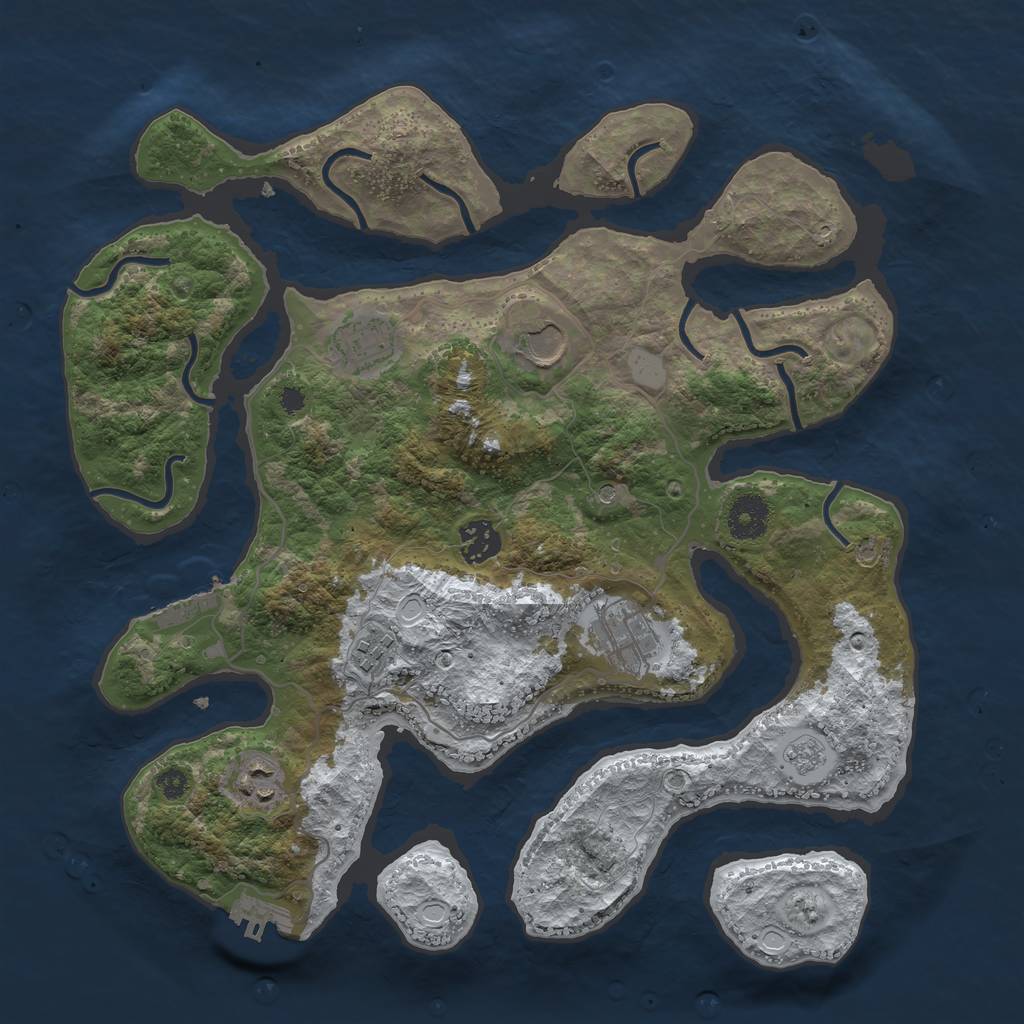 Rust Map: Procedural Map, Size: 3550, Seed: 384380, 15 Monuments