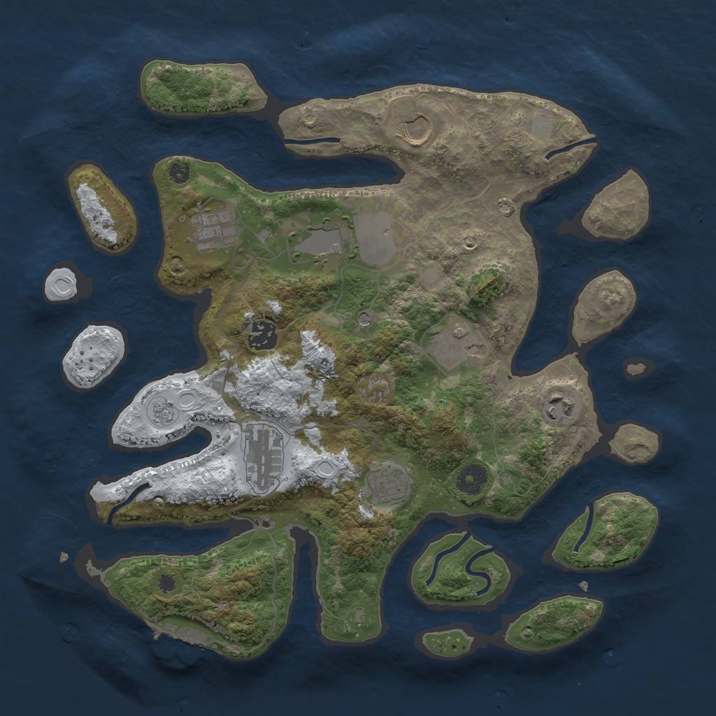 Rust Map: Procedural Map, Size: 3550, Seed: 319089, 16 Monuments