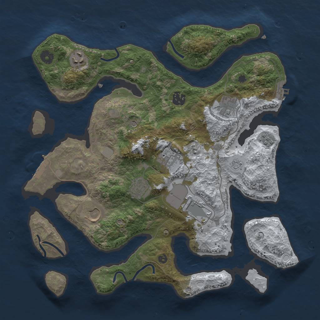 Rust Map: Procedural Map, Size: 3550, Seed: 750904, 17 Monuments