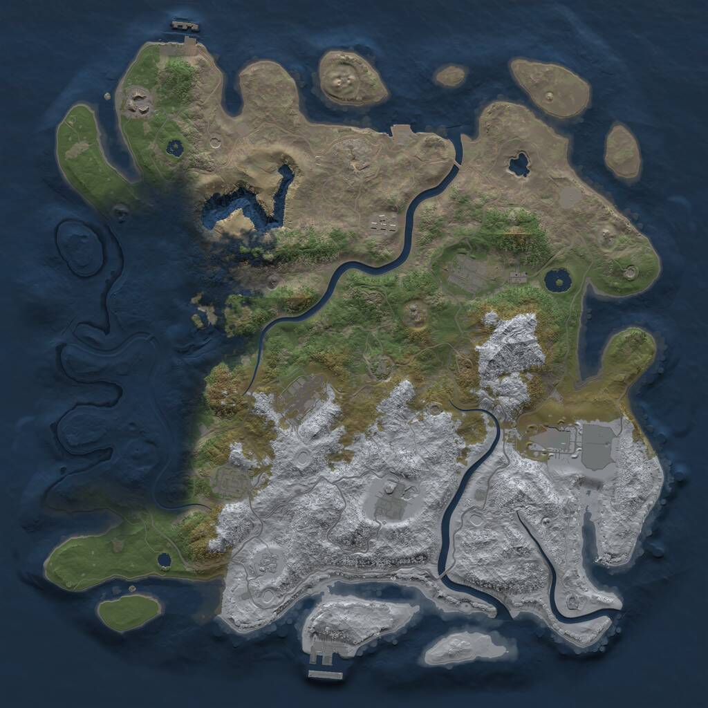 Rust Map: Procedural Map, Size: 4200, Seed: 79213197, 13 Monuments
