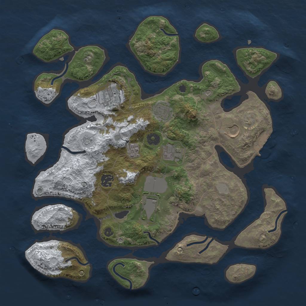 Rust Map: Procedural Map, Size: 3550, Seed: 963879, 15 Monuments