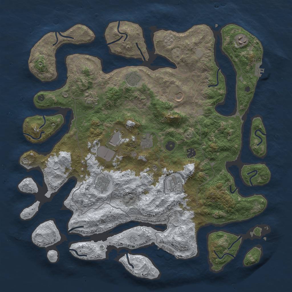 Rust Map: Procedural Map, Size: 4500, Seed: 3000, 19 Monuments