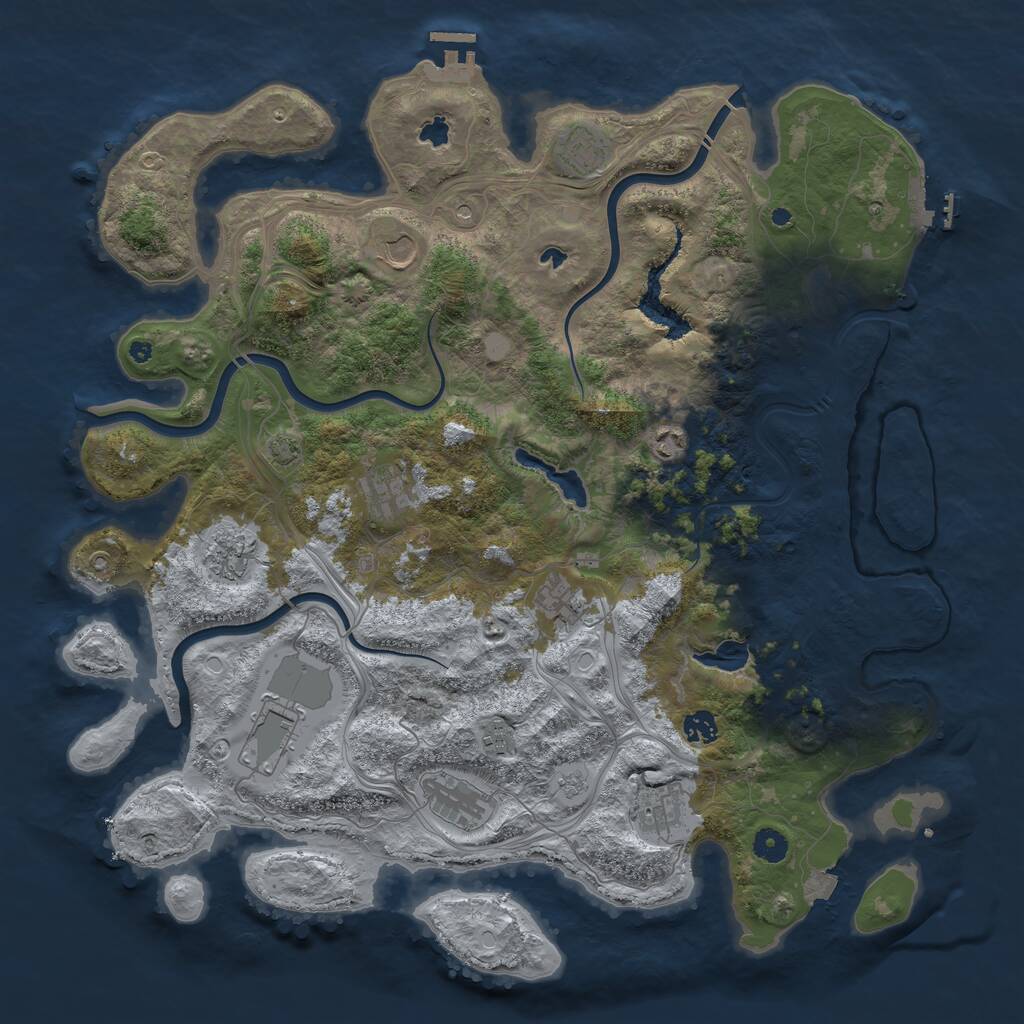 Rust Map: Procedural Map, Size: 4500, Seed: 3000, 17 Monuments
