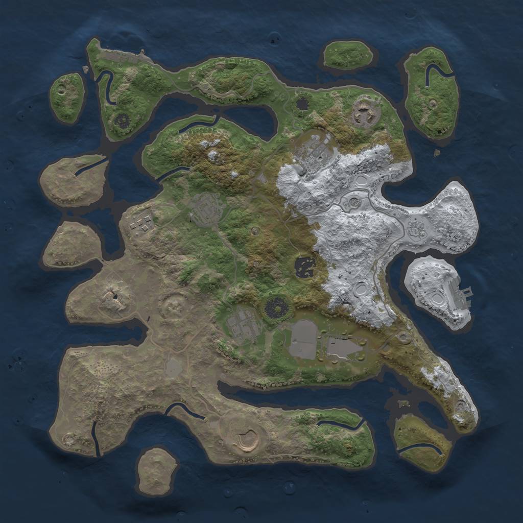 Rust Map: Procedural Map, Size: 3550, Seed: 107261, 17 Monuments