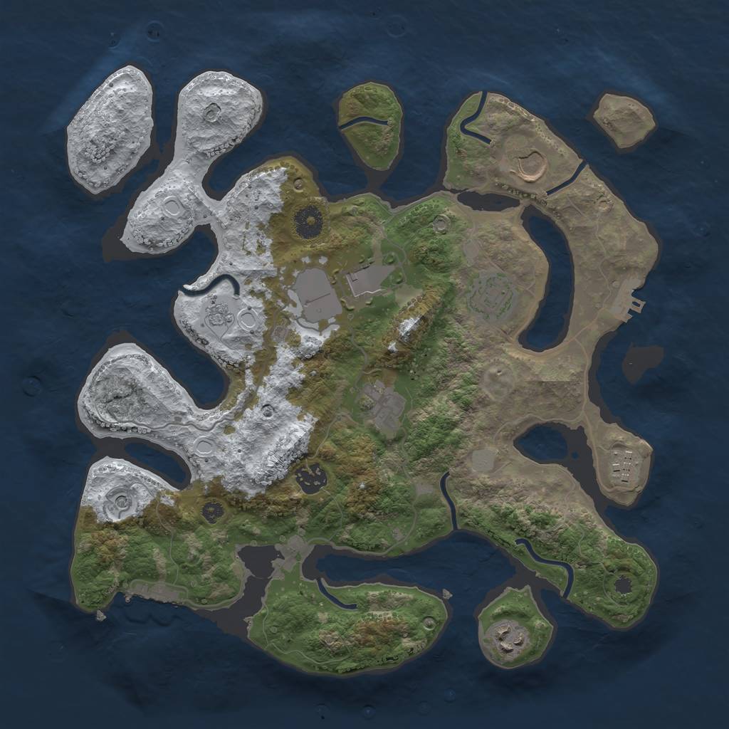 Rust Map: Procedural Map, Size: 3550, Seed: 414290, 16 Monuments