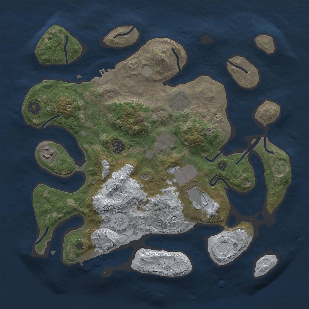 Rust Map: Procedural Map, Size: 3550, Seed: 333575, 14 Monuments