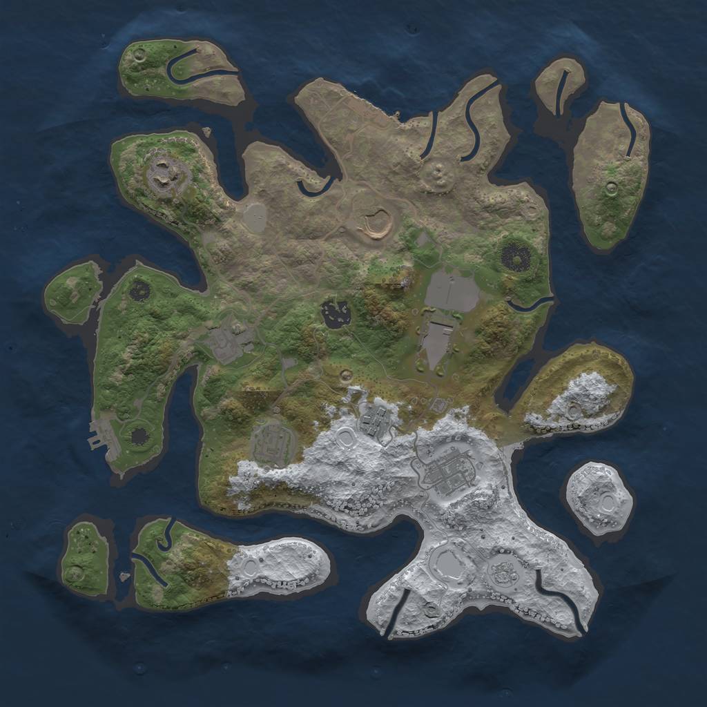 Rust Map: Procedural Map, Size: 3550, Seed: 212121, 16 Monuments