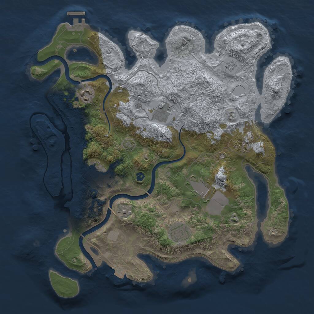 Rust Map: Procedural Map, Size: 3550, Seed: 18851, 12 Monuments