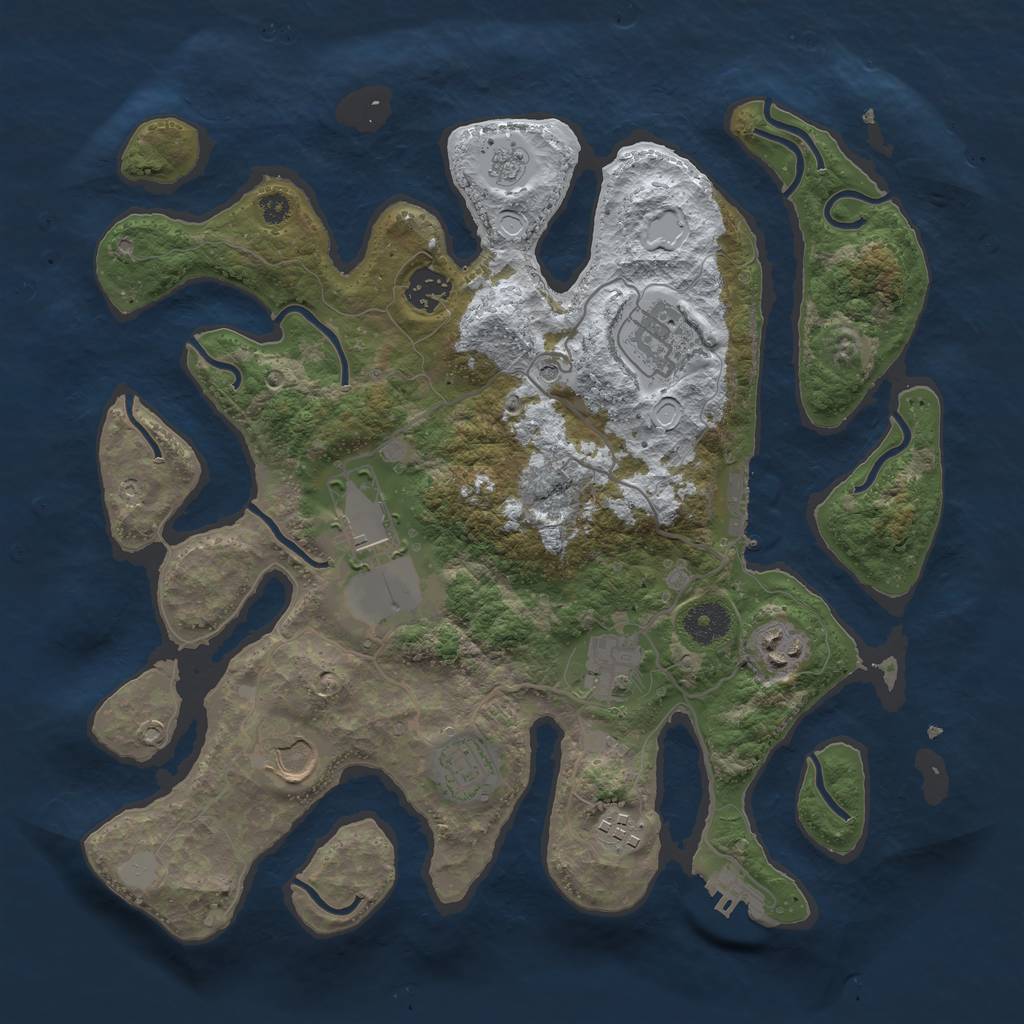 Rust Map: Procedural Map, Size: 3550, Seed: 887745, 17 Monuments
