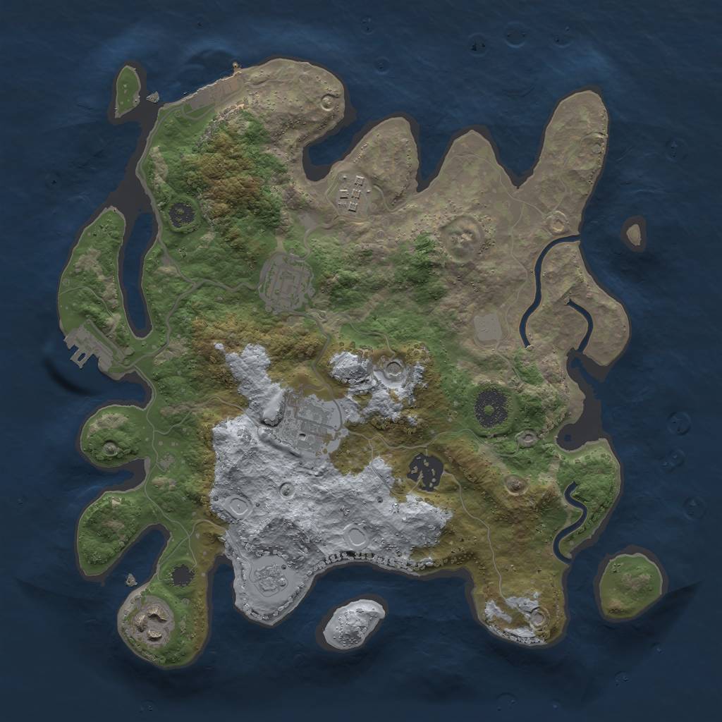 Rust Map: Procedural Map, Size: 3000, Seed: 8675309, 14 Monuments