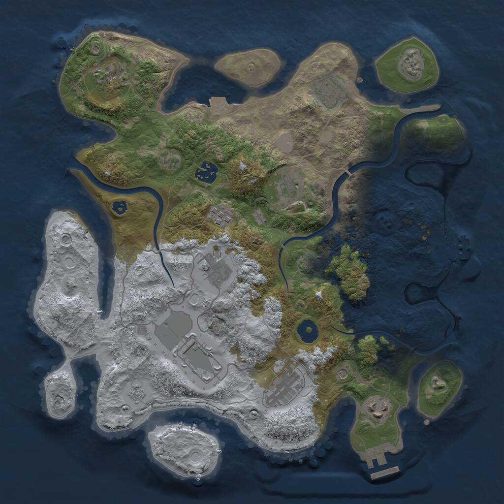 Rust Map: Procedural Map, Size: 3500, Seed: 2054125546, 15 Monuments