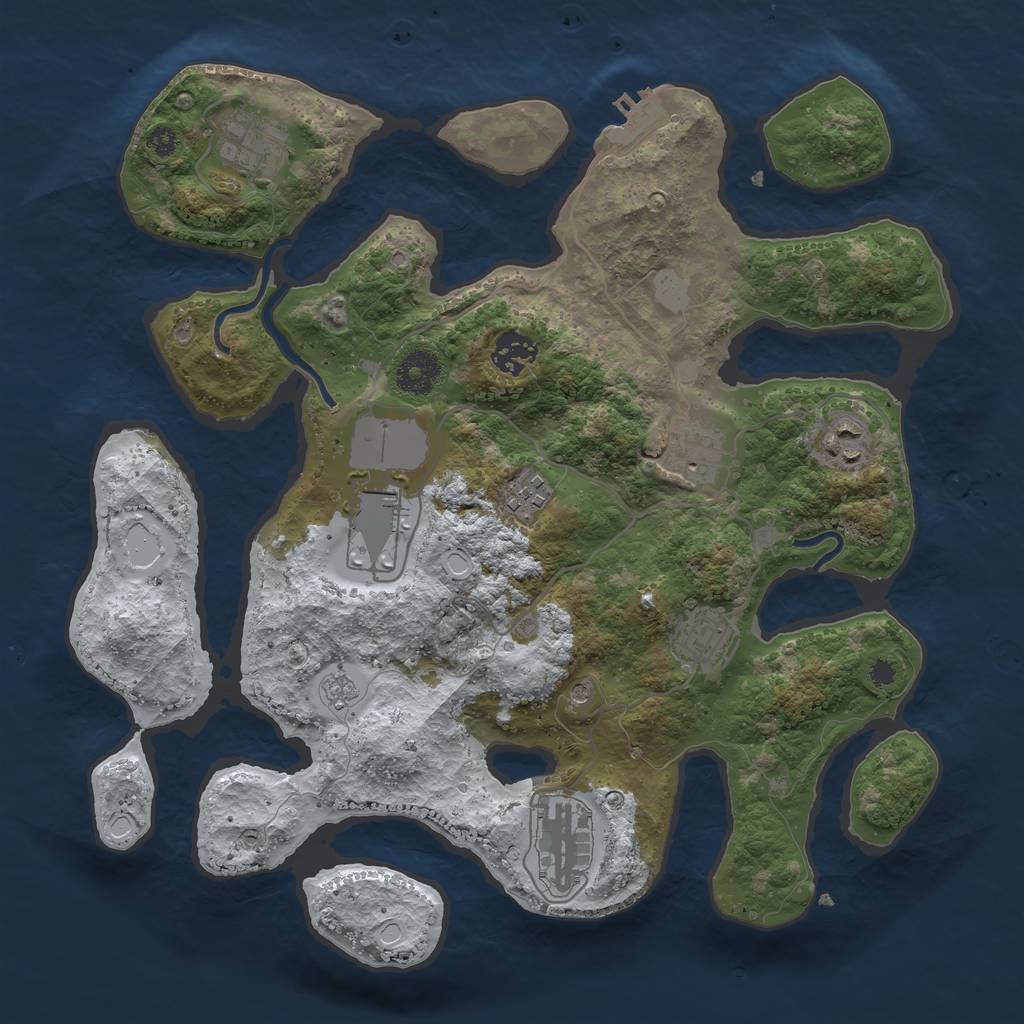 Rust Map: Procedural Map, Size: 3500, Seed: 2054125546, 16 Monuments