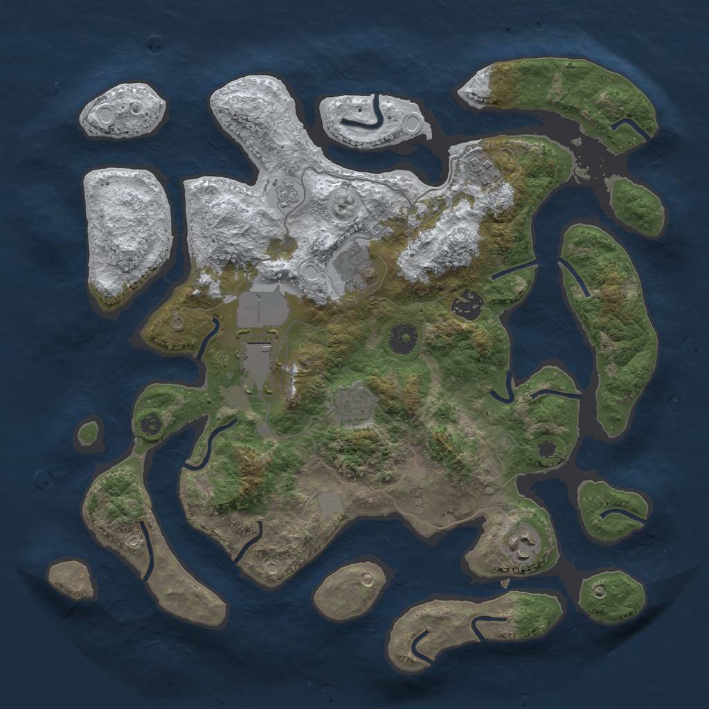 Rust Map: Procedural Map, Size: 3550, Seed: 497587, 12 Monuments