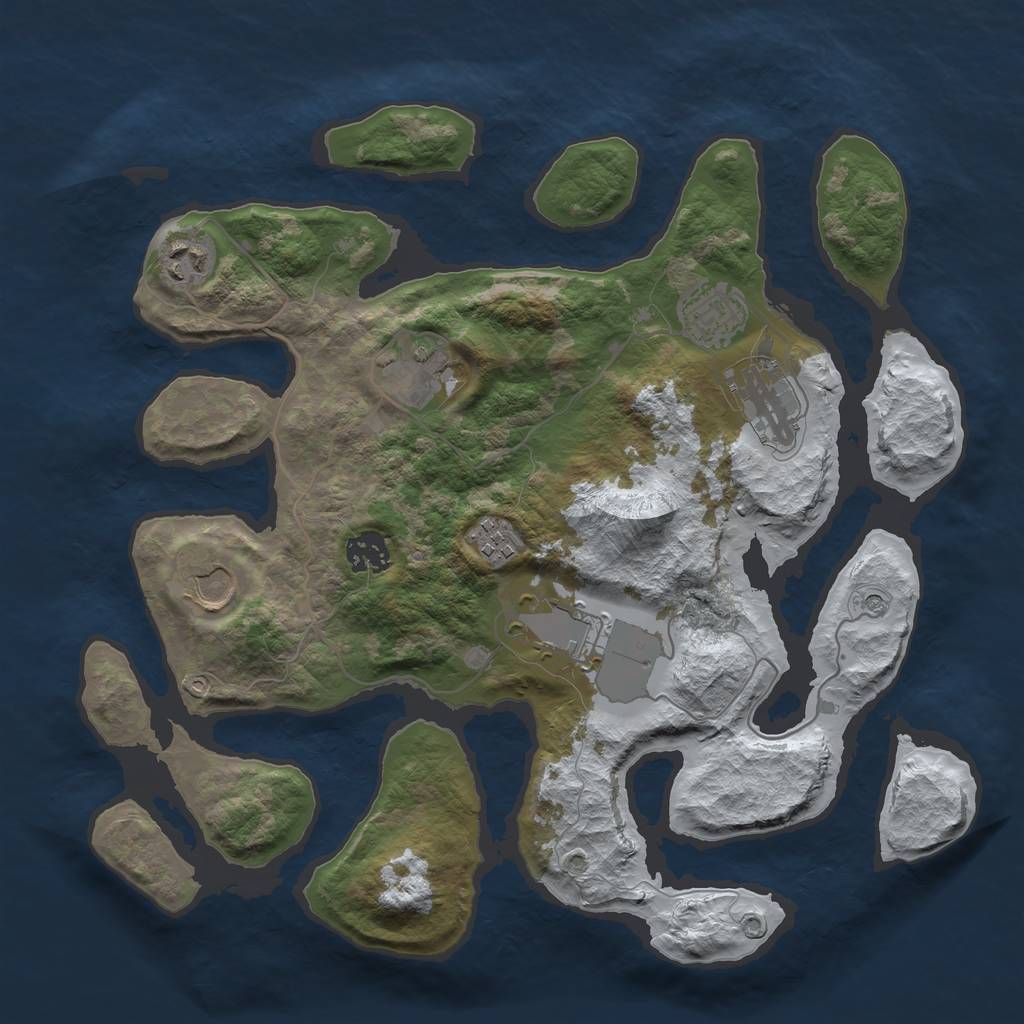 Rust Map: Barren, Size: 3500, Seed: 10753041, 11 Monuments