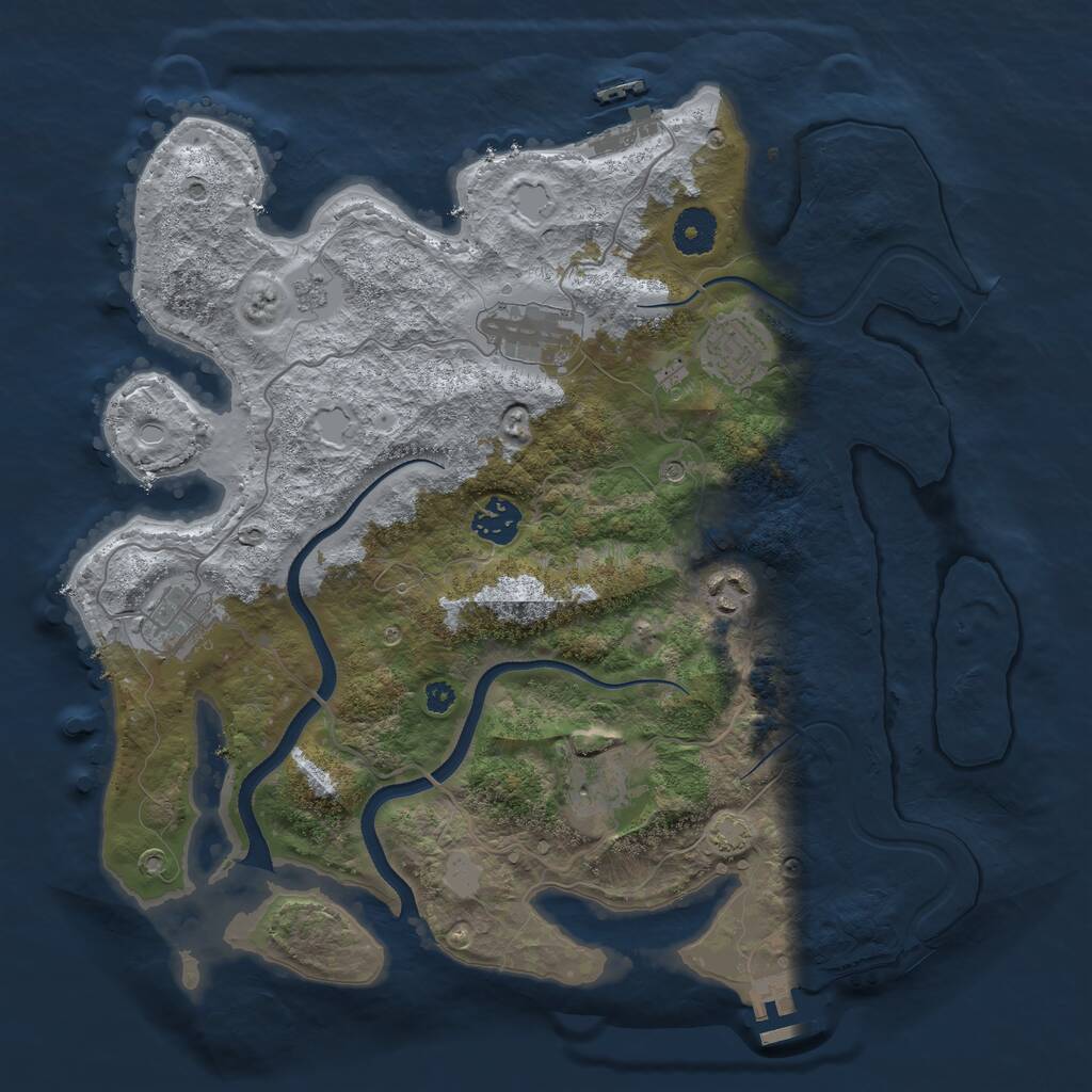 Rust Map: Procedural Map, Size: 3550, Seed: 798827, 12 Monuments