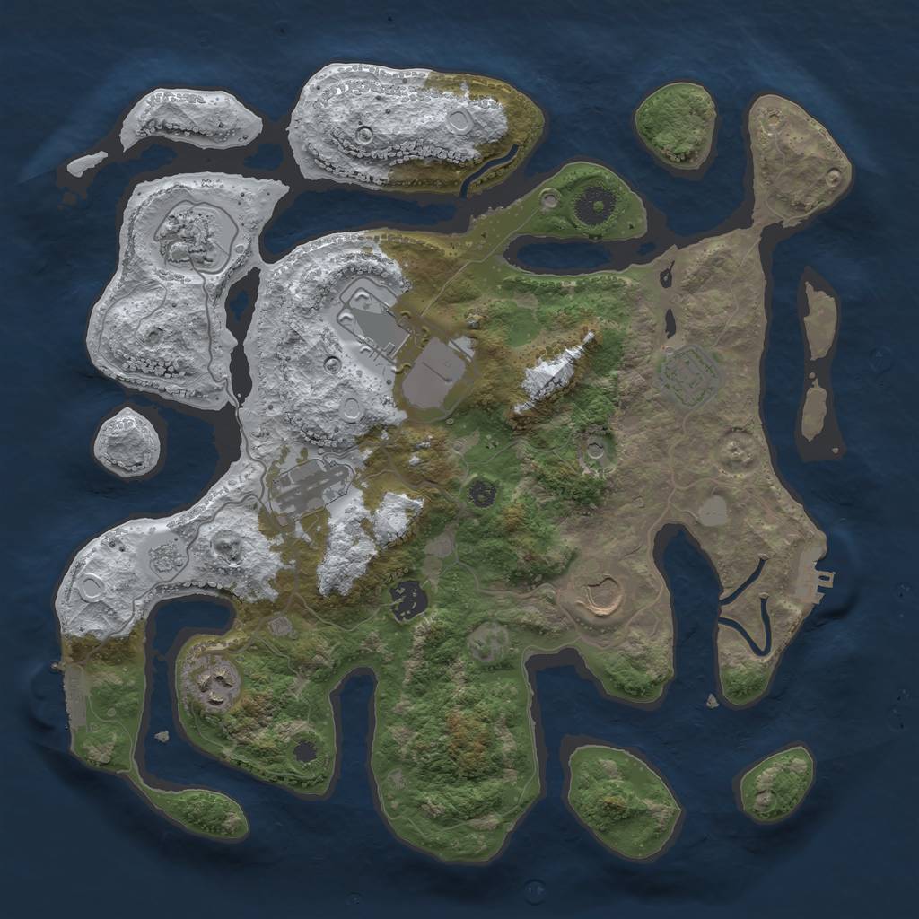 Rust Map: Procedural Map, Size: 3550, Seed: 705458, 16 Monuments