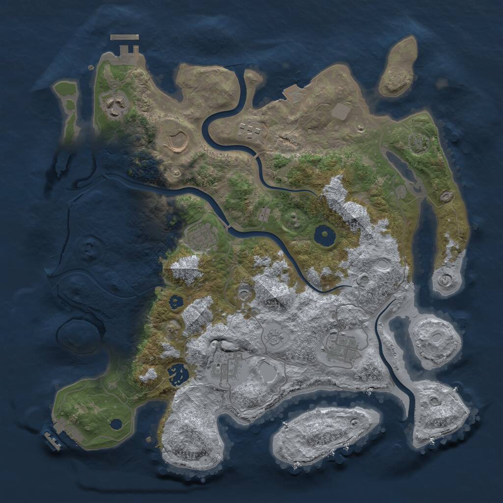 Rust Map: Procedural Map, Size: 3550, Seed: 931351, 13 Monuments