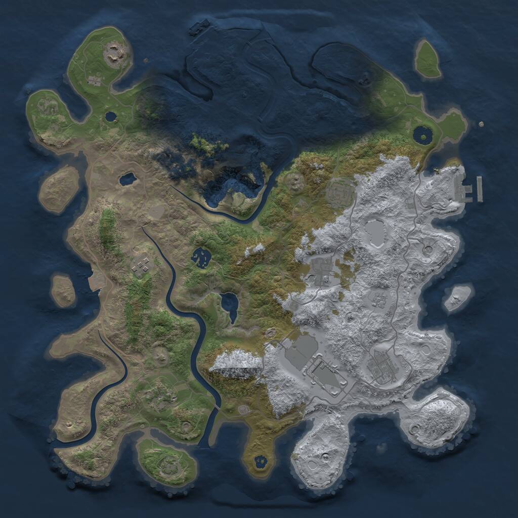 Rust Map: Procedural Map, Size: 4000, Seed: 2459438, 14 Monuments