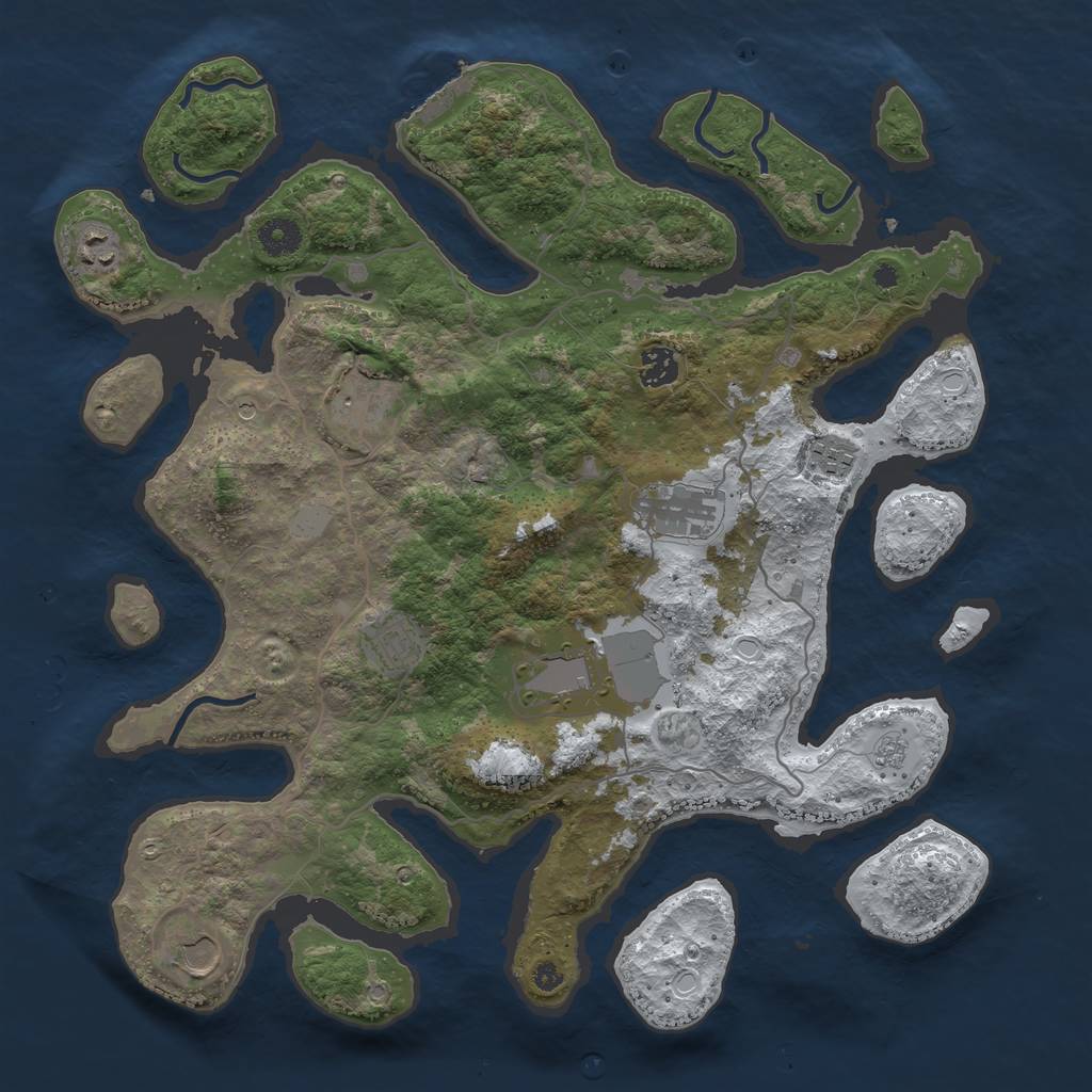 Rust Map: Procedural Map, Size: 4000, Seed: 2459438, 16 Monuments