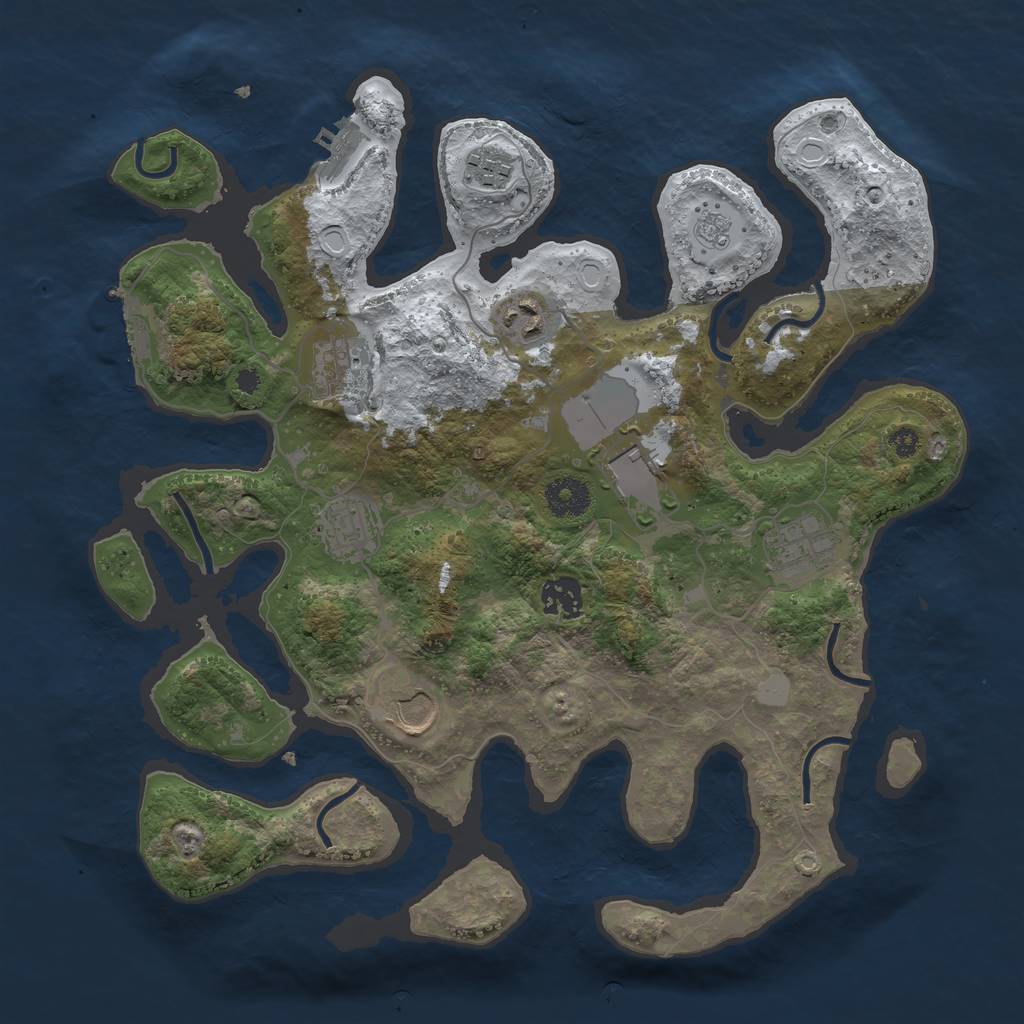 Rust Map: Procedural Map, Size: 3550, Seed: 219588, 16 Monuments