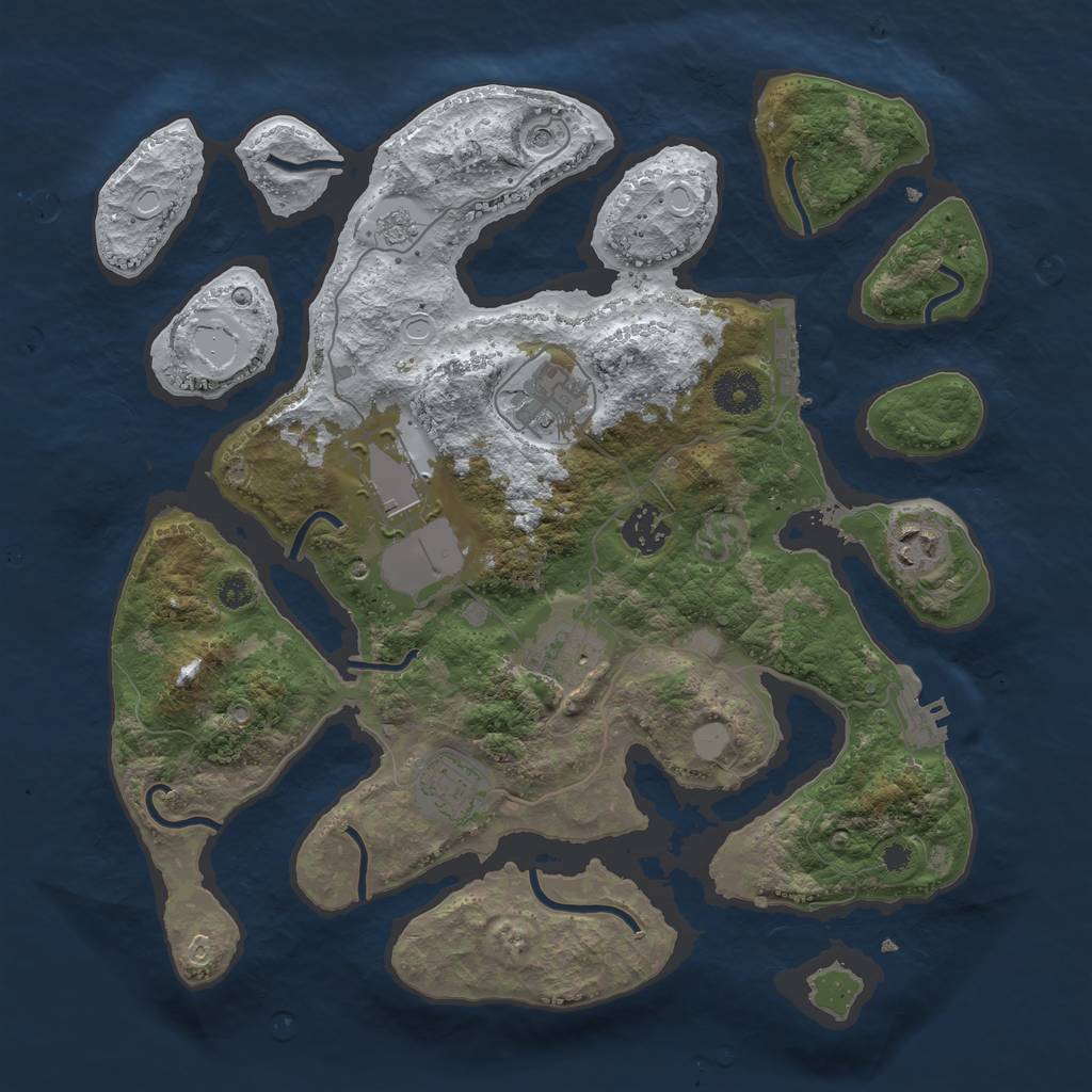 Rust Map: Procedural Map, Size: 3500, Seed: 9231, 15 Monuments