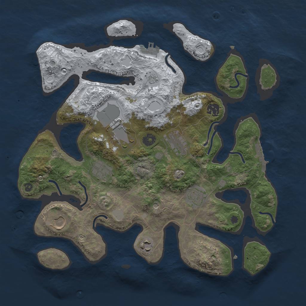 Rust Map: Procedural Map, Size: 3550, Seed: 736774, 16 Monuments