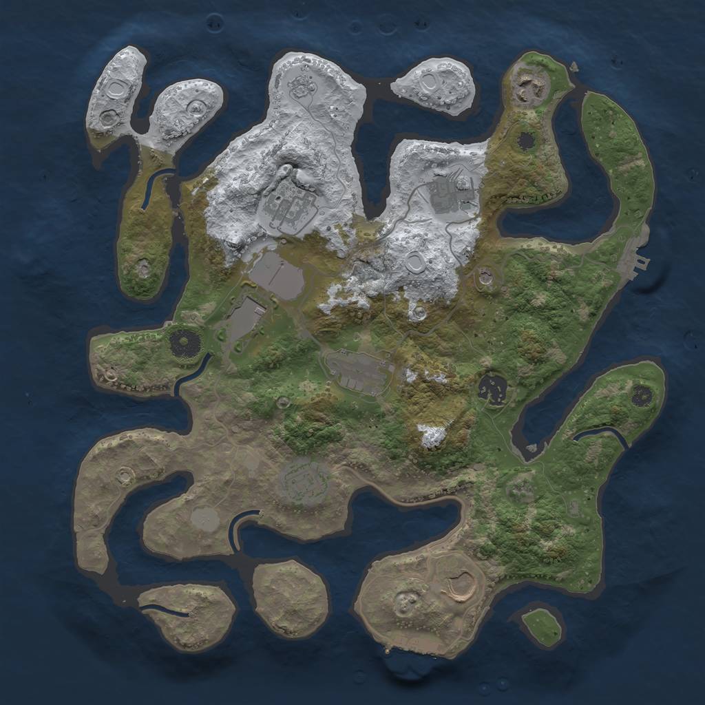 Rust Map: Procedural Map, Size: 3500, Seed: 3894598, 17 Monuments