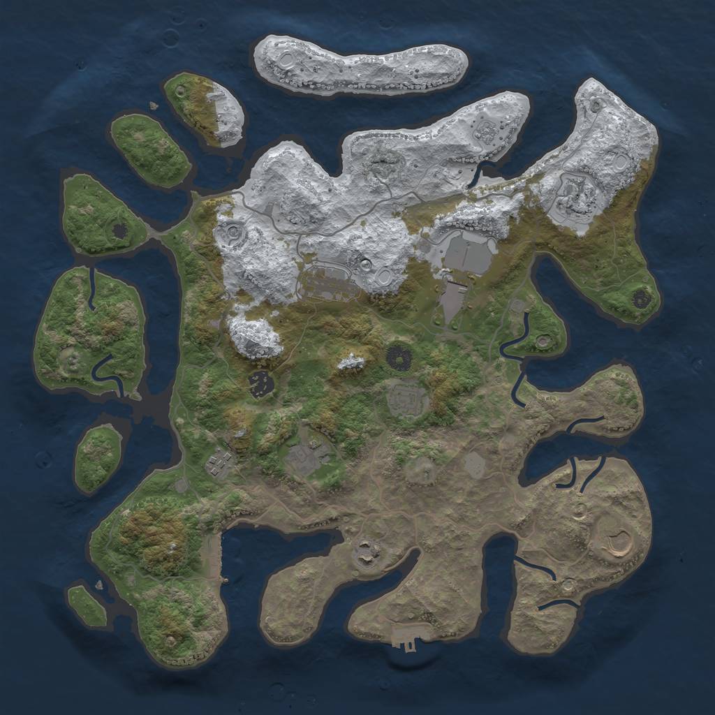 Rust Map: Procedural Map, Size: 4069, Seed: 1, 18 Monuments