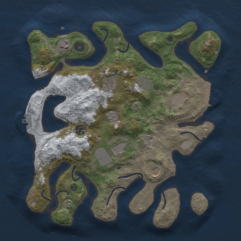 Rust Map: Procedural Map, Size: 3500, Seed: 445566, 16 Monuments