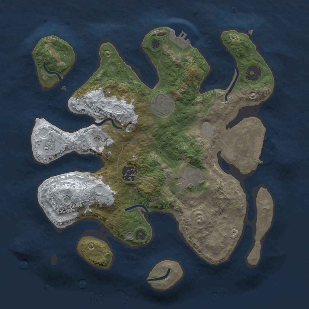 Rust Map: Procedural Map, Size: 3000, Seed: 35458, 12 Monuments