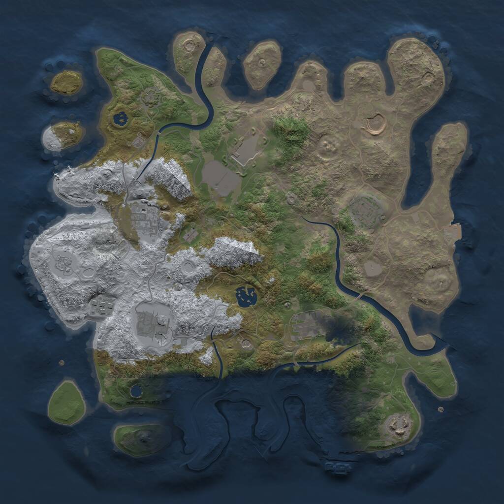 Rust Map: Procedural Map, Size: 3550, Seed: 569241, 14 Monuments