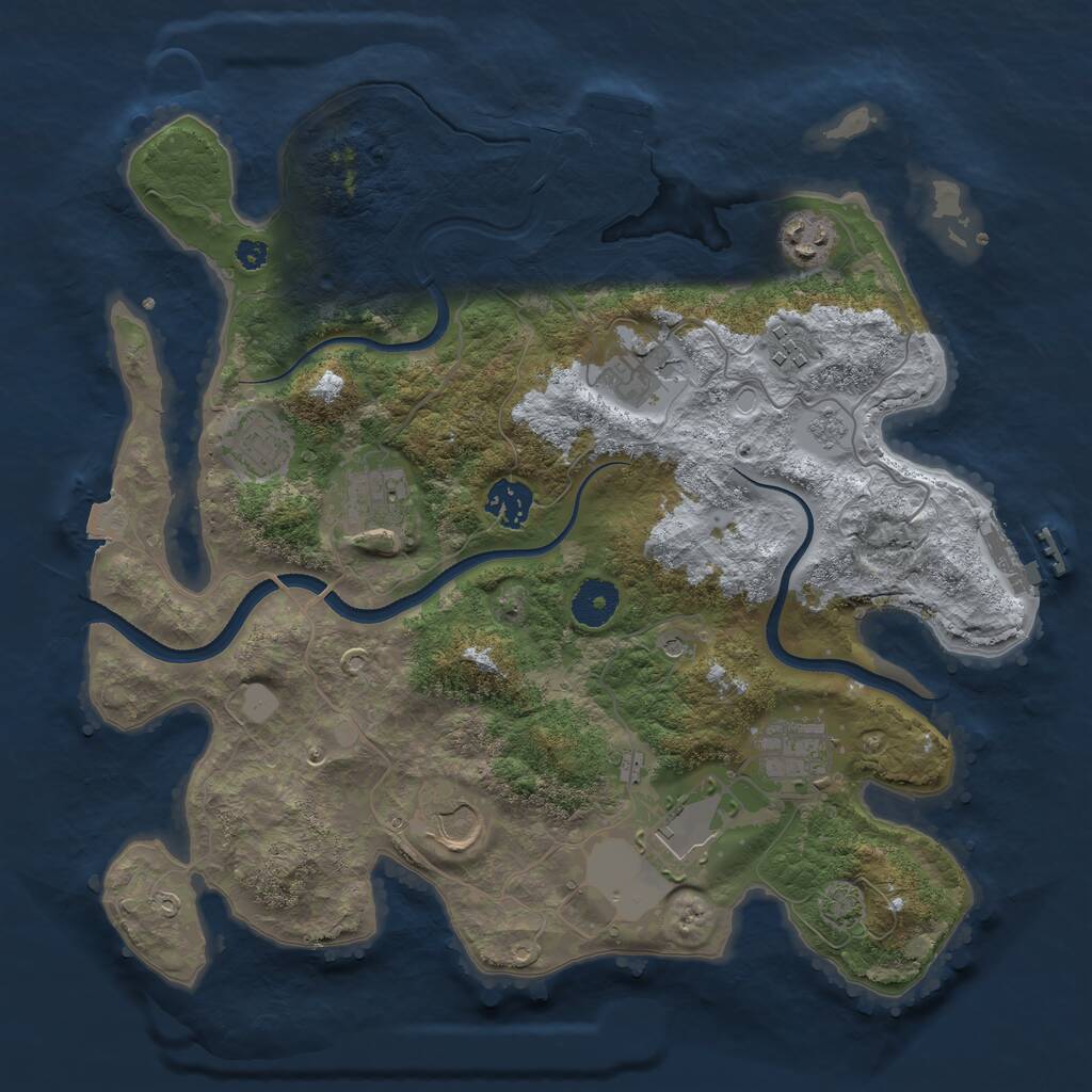 Rust Map: Procedural Map, Size: 3500, Seed: 22333, 15 Monuments