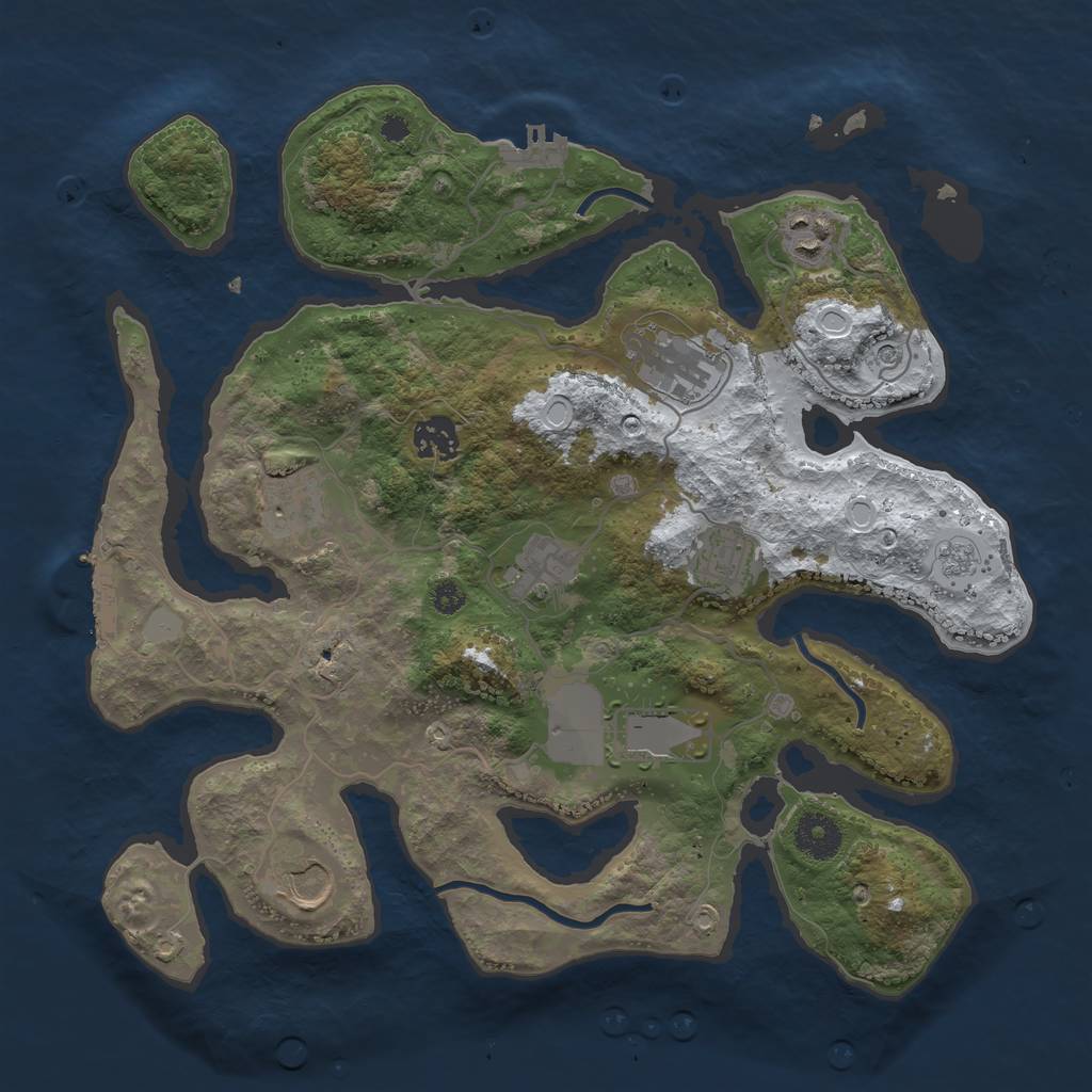 Rust Map: Procedural Map, Size: 3500, Seed: 22333, 17 Monuments