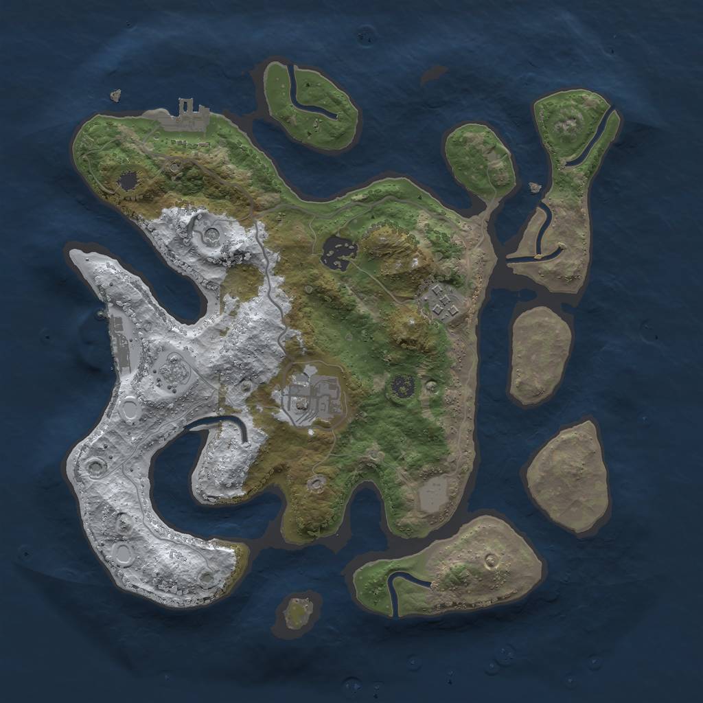 Rust Map: Procedural Map, Size: 3000, Seed: 122784599, 12 Monuments