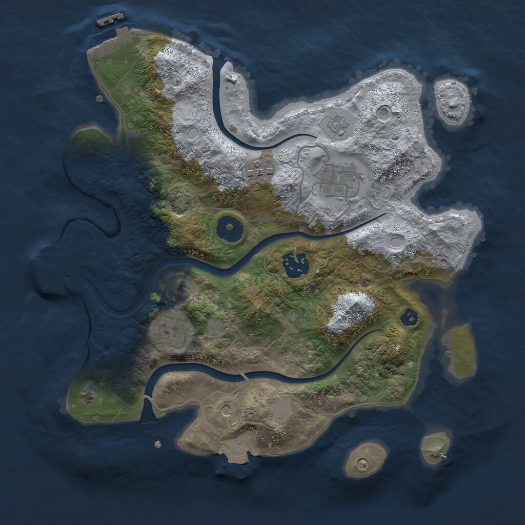 Rust Map: Procedural Map, Size: 3000, Seed: 1332611496, 10 Monuments