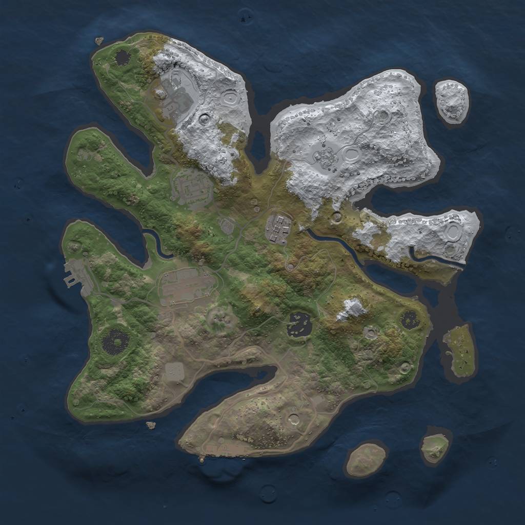 Rust Map: Procedural Map, Size: 3000, Seed: 1332611496, 14 Monuments