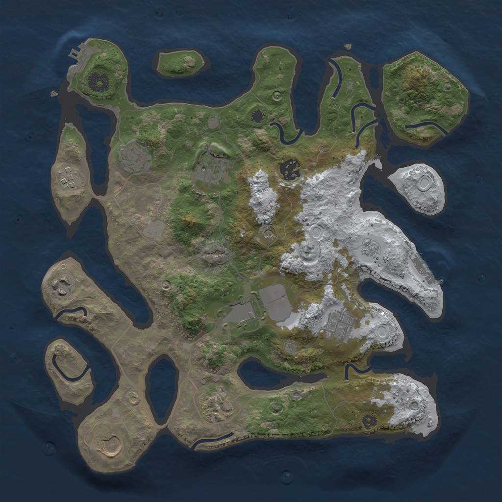 Rust Map: Procedural Map, Size: 3550, Seed: 356488, 18 Monuments