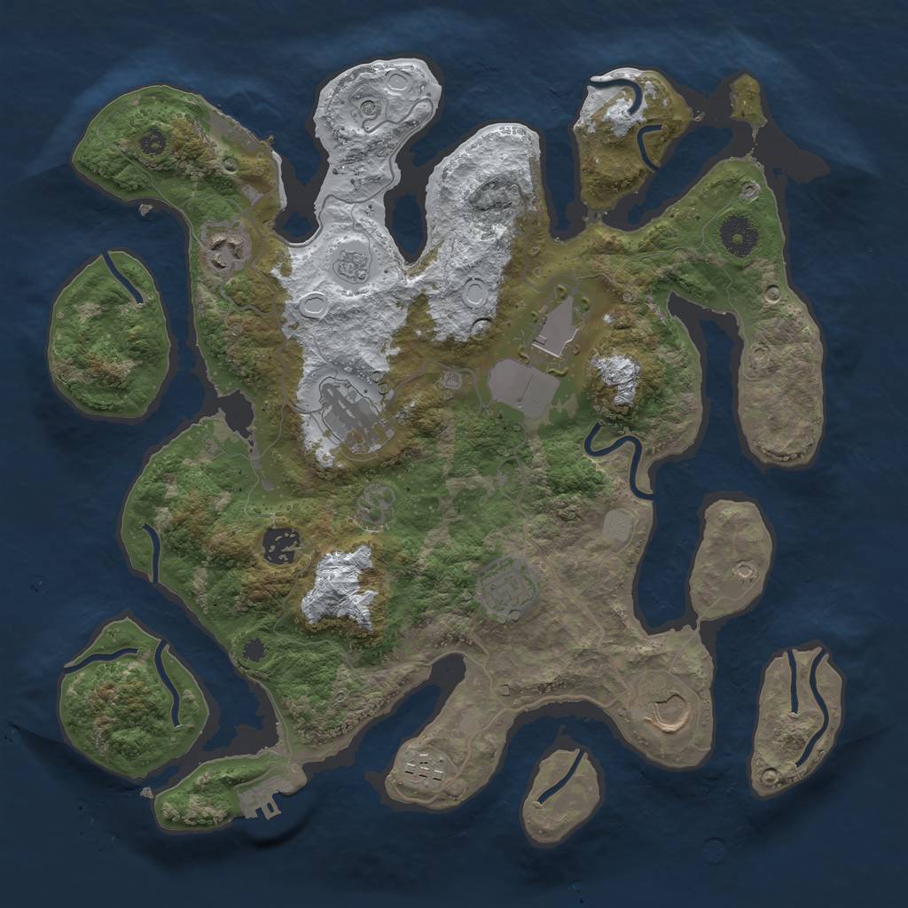 Rust Map: Procedural Map, Size: 3550, Seed: 823092, 16 Monuments