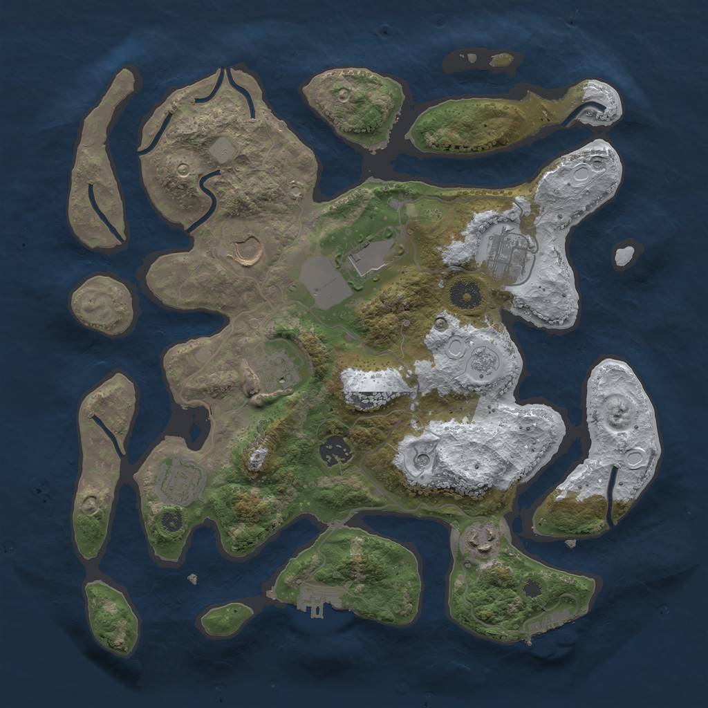Rust Map: Procedural Map, Size: 3500, Seed: 5743529, 16 Monuments