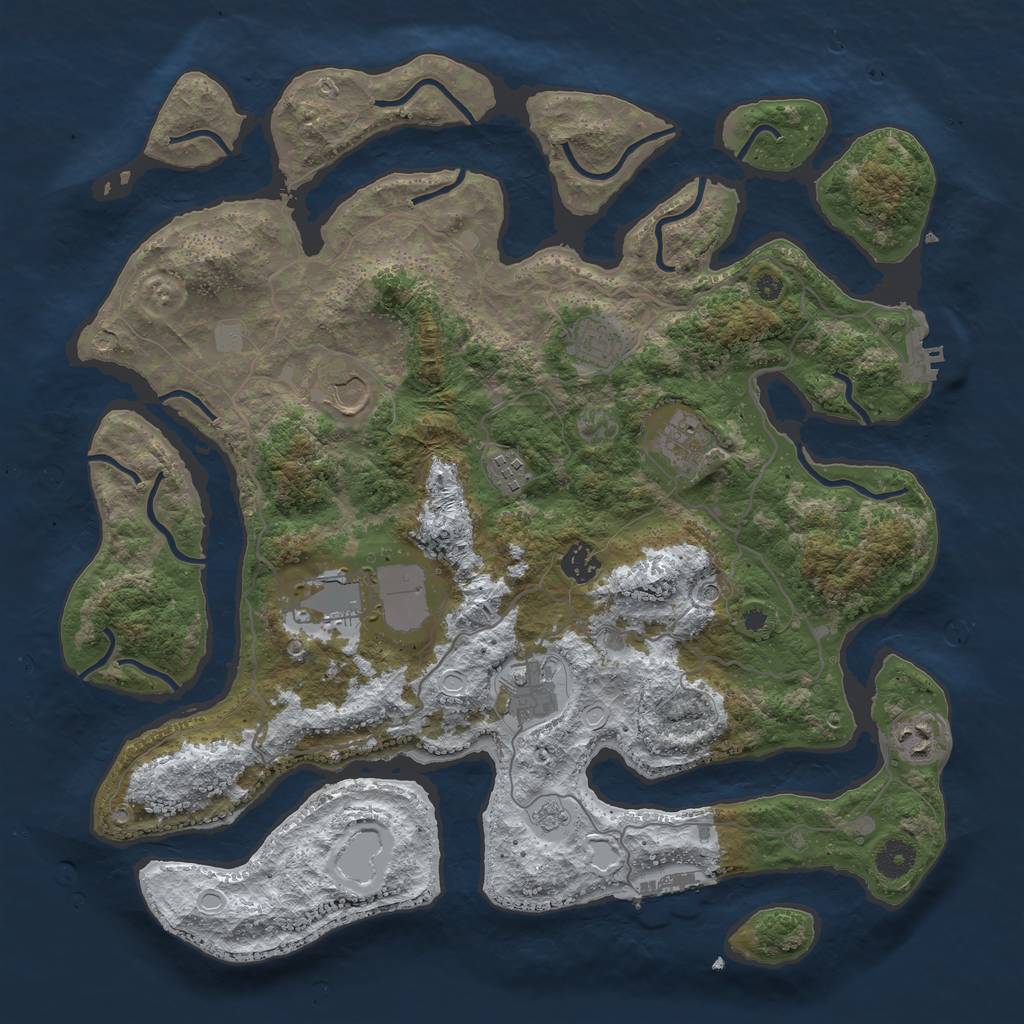 Rust Map: Procedural Map, Size: 4000, Seed: 793158485, 17 Monuments