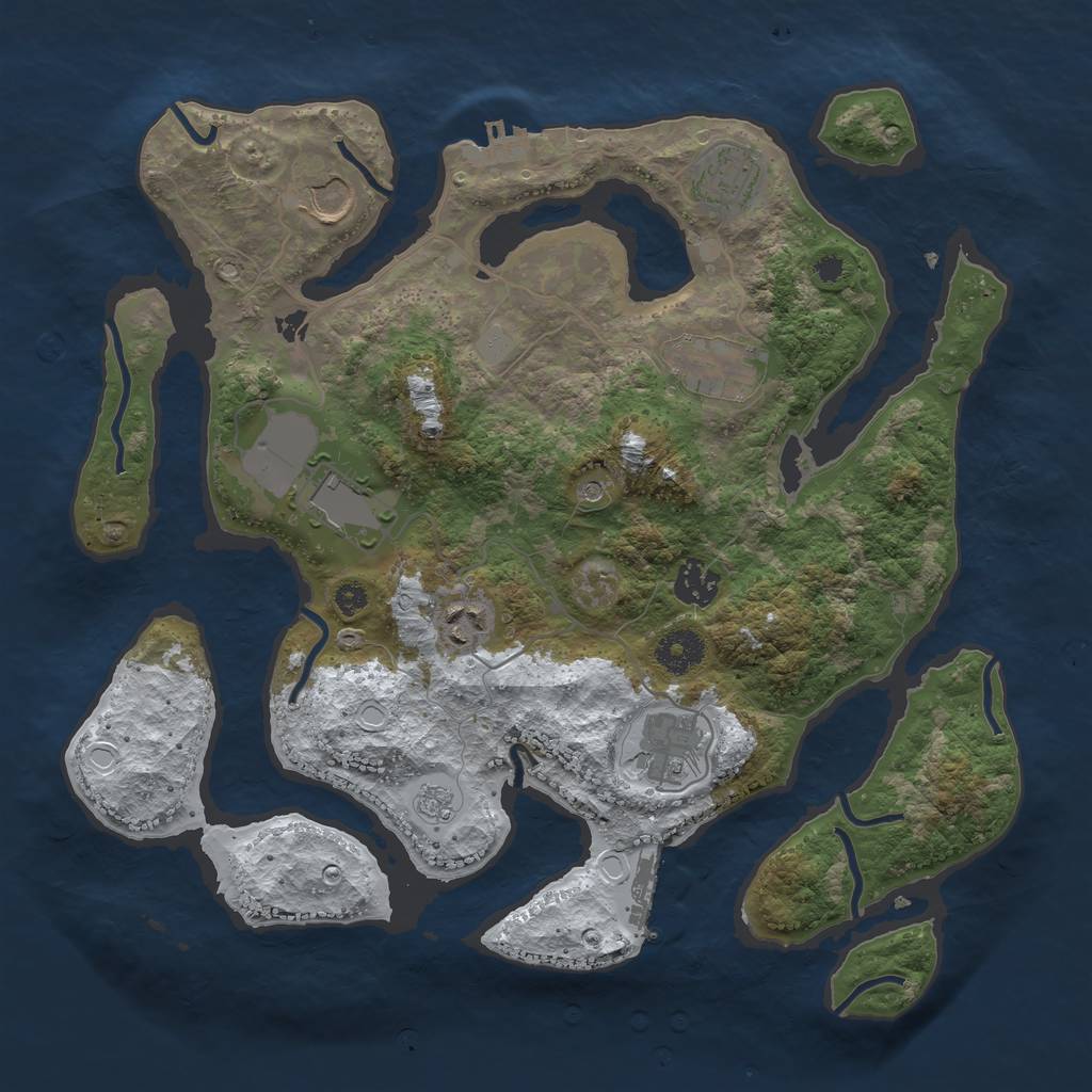 Rust Map: Procedural Map, Size: 3550, Seed: 719519, 16 Monuments
