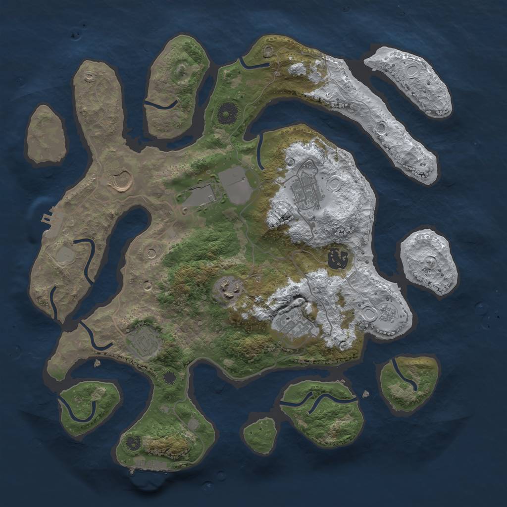 Rust Map: Procedural Map, Size: 3550, Seed: 339176, 16 Monuments