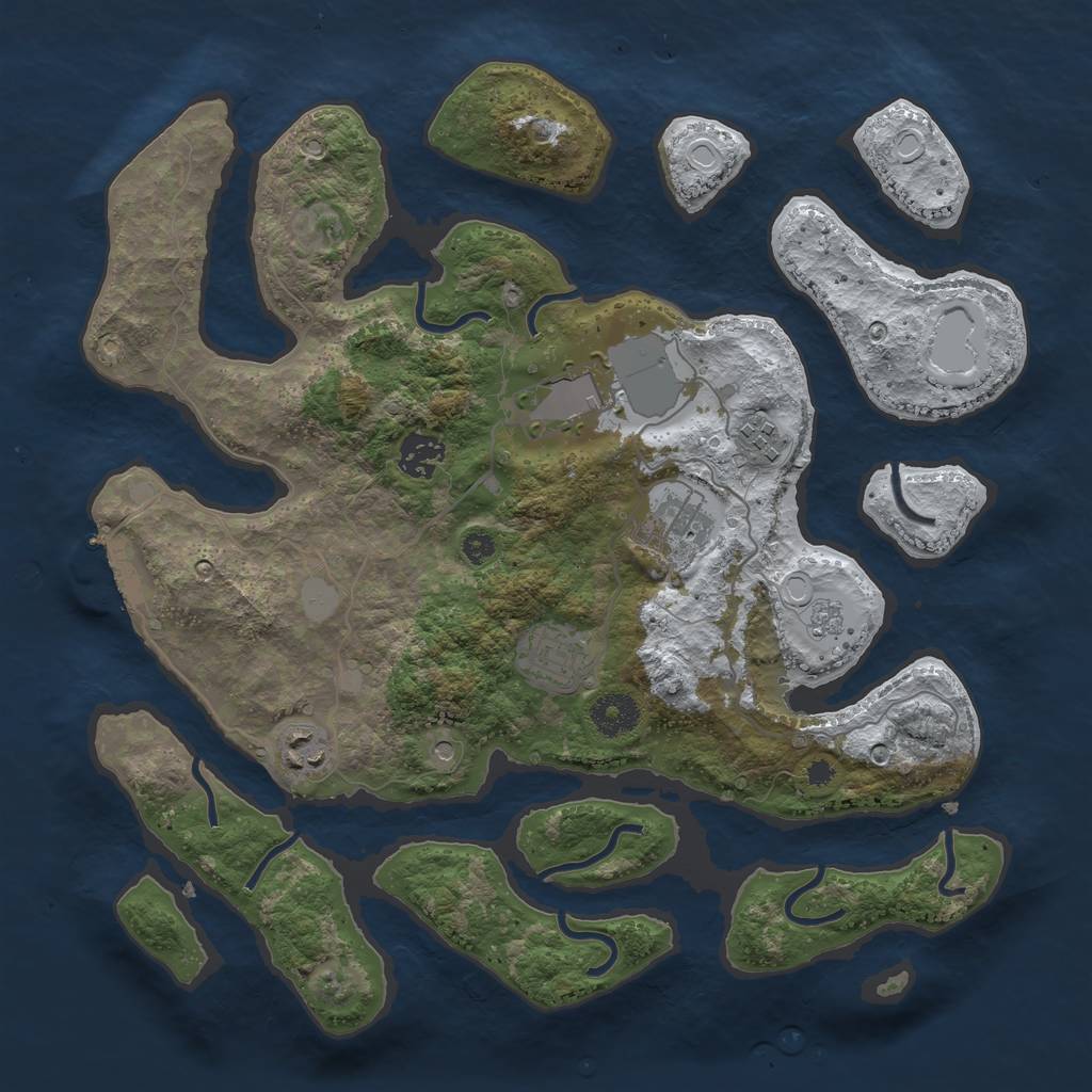 Rust Map: Procedural Map, Size: 3550, Seed: 677498, 14 Monuments