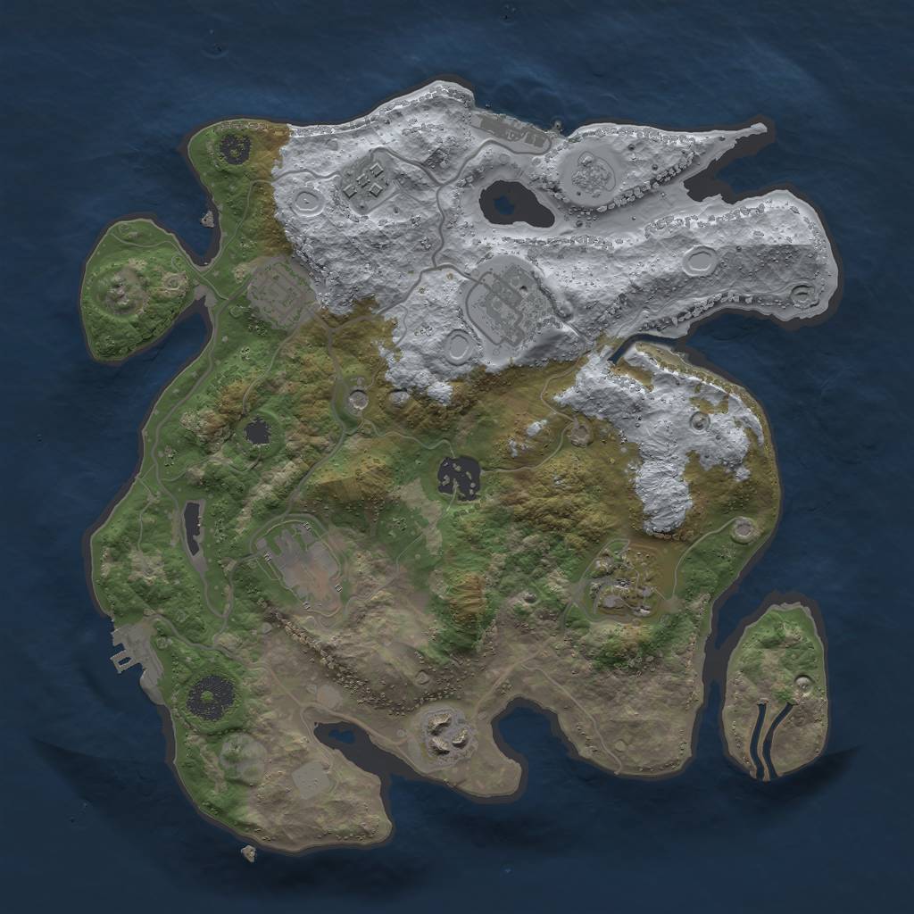 Rust Map: Procedural Map, Size: 3000, Seed: 55512, 14 Monuments