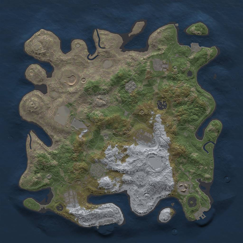 Rust Map: Procedural Map, Size: 3550, Seed: 498986, 17 Monuments