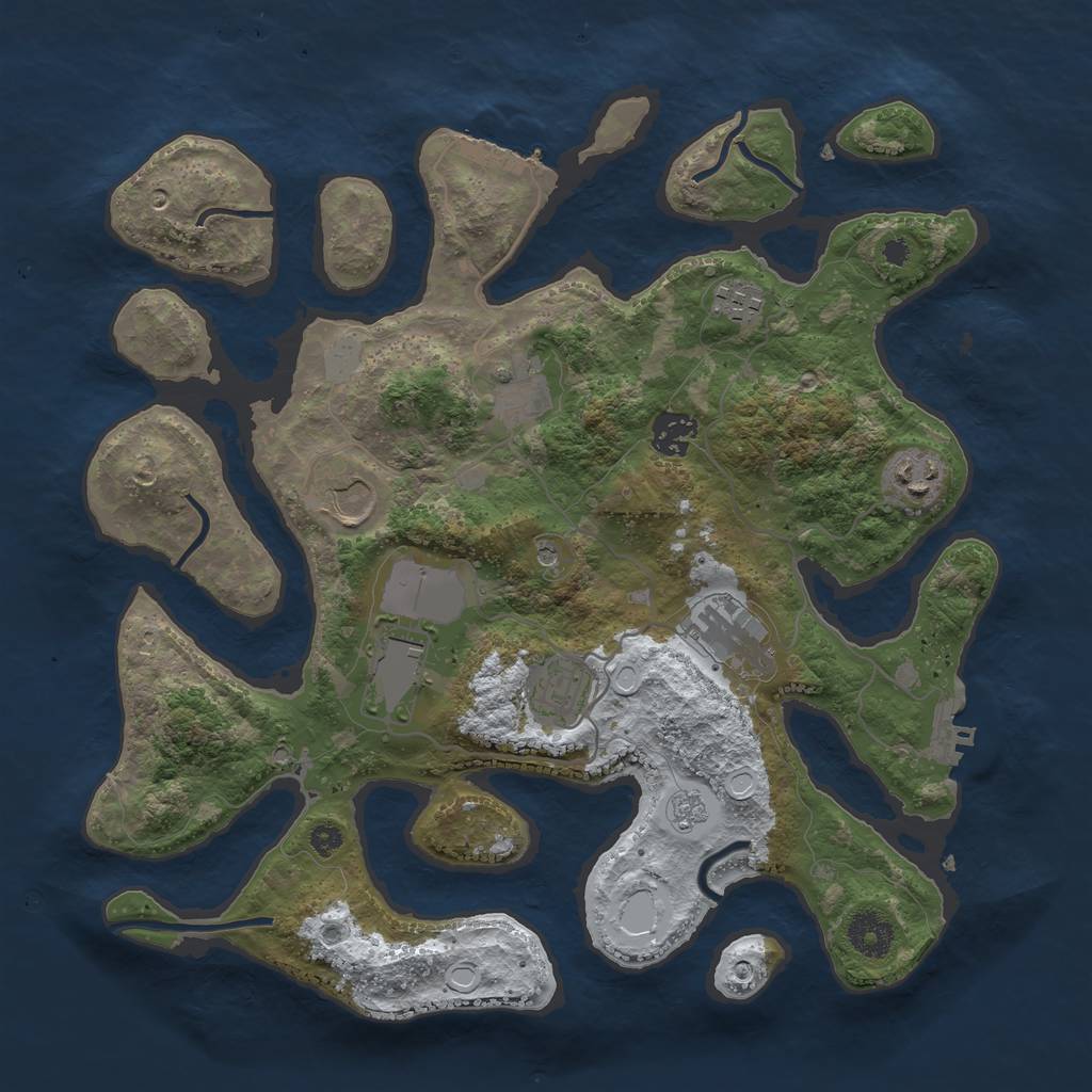 Rust Map: Procedural Map, Size: 3550, Seed: 498986, 17 Monuments